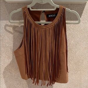Brown Fringe Women's Top